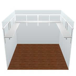 10x10 Closet Multifamily in White with one U-Shaped long hang shelving. 