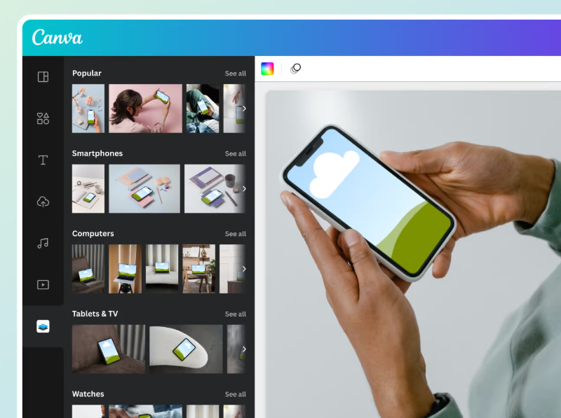 Canva Cellular Mock Up that can be used to place an image in the template.