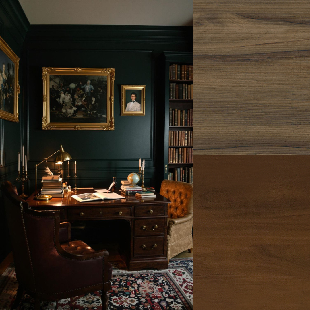 Dark Academia Halloween Study credited from Pinterest user InteriorPins (Home Decor and Design Inspiration)