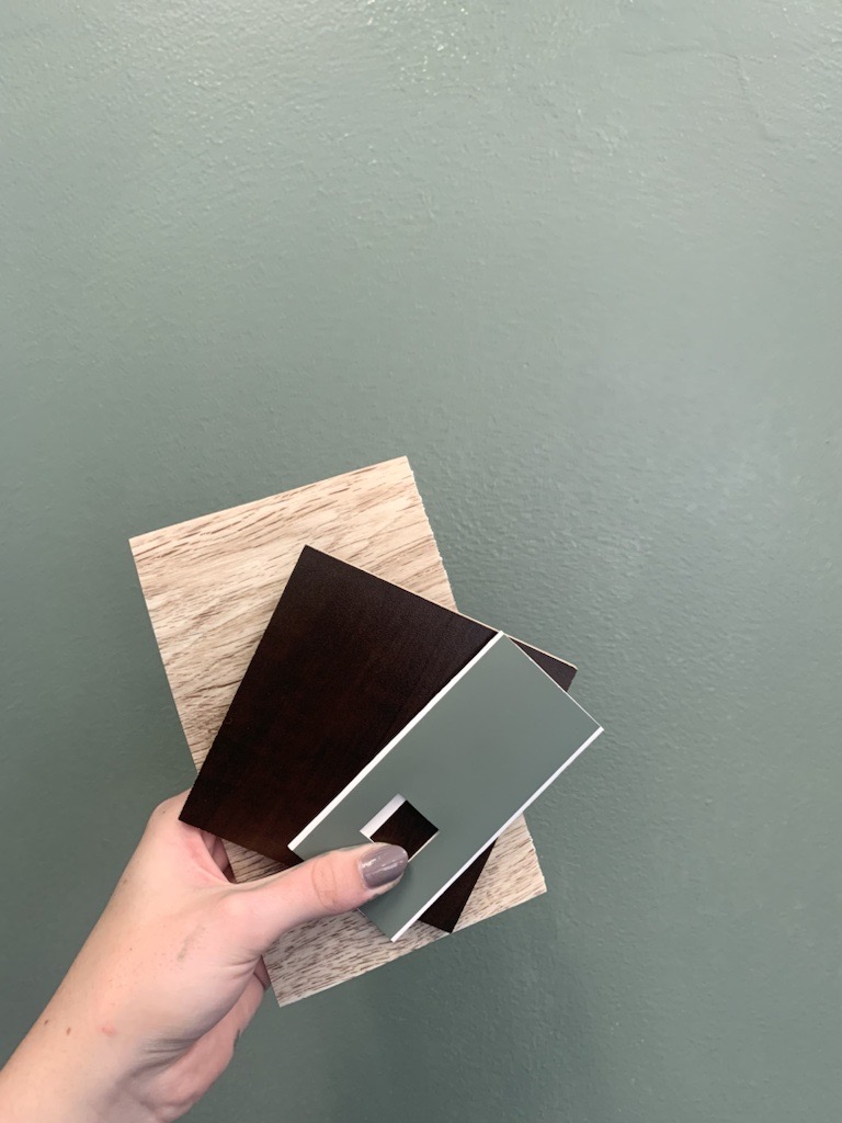 Select Walk-in Closet Mood Board with product, paint, and flooring swatch.