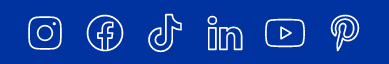 Linktree Social Media Icons with blue background and white outlined social media icons.