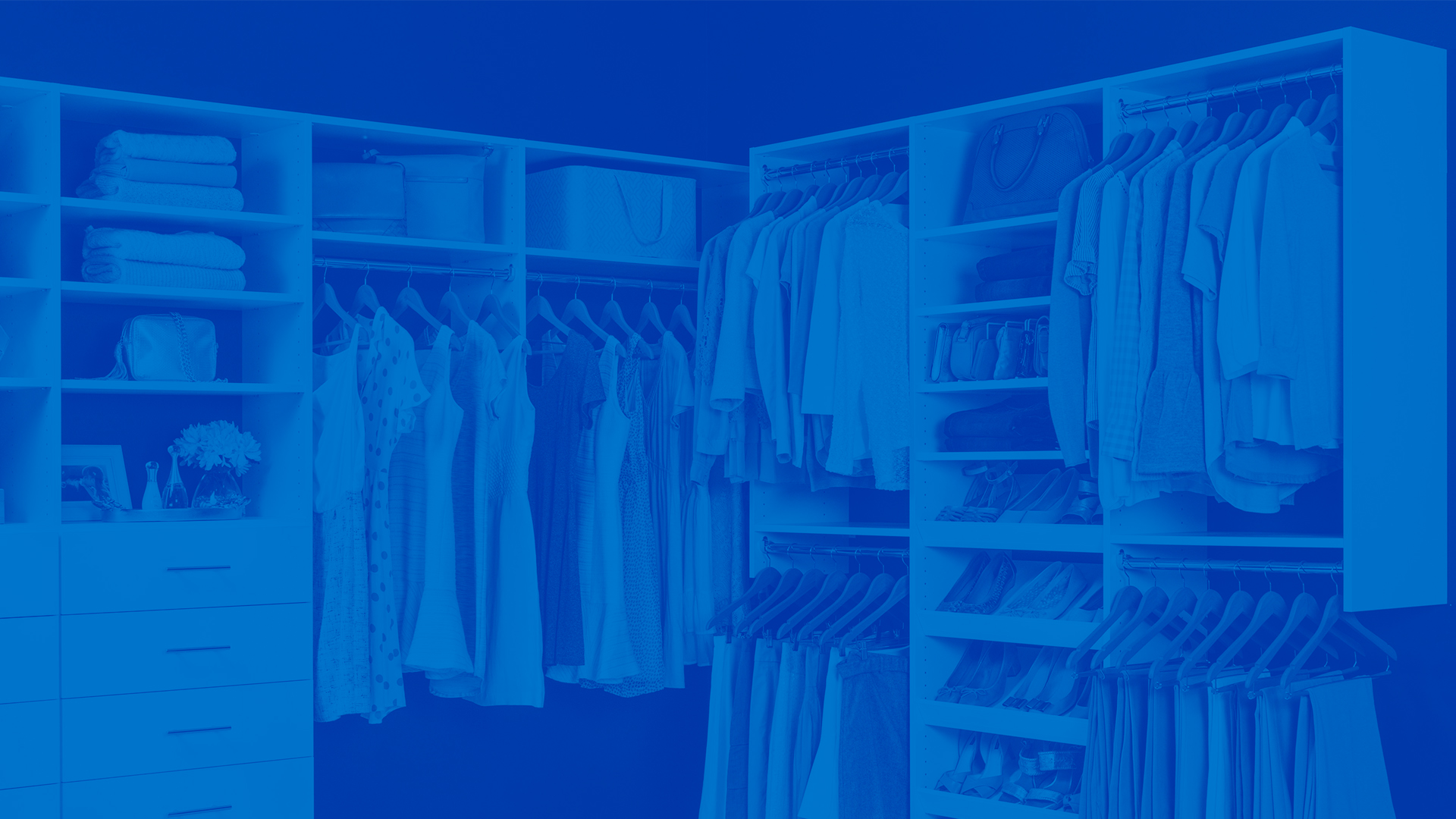Select closet in White with blue overlay
