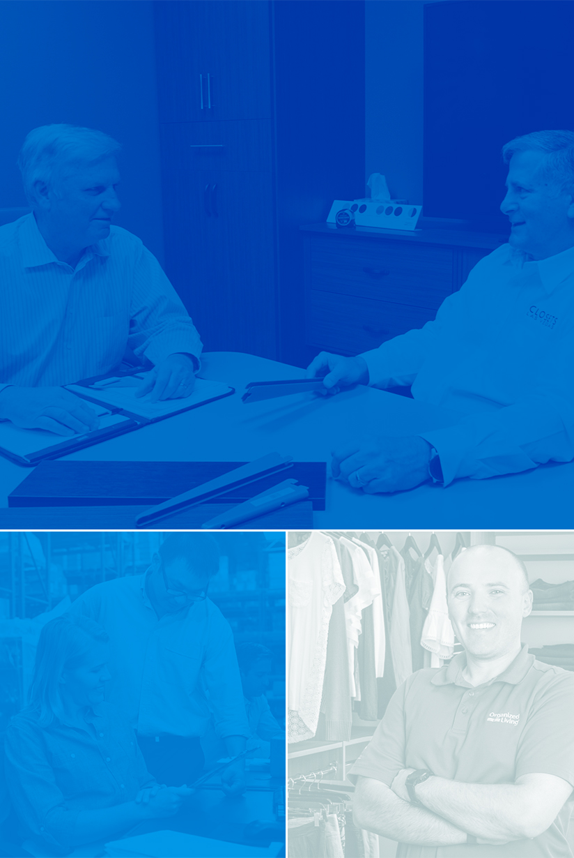 Collage of three images of closet dealers