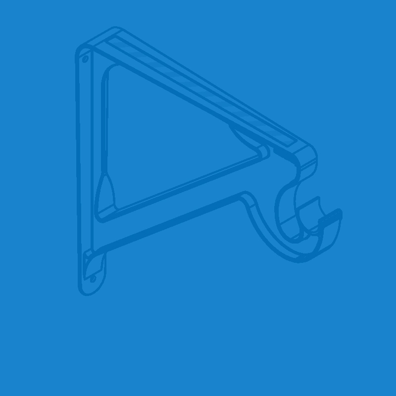 VUE Shelf bracket line drawing with blue overlay