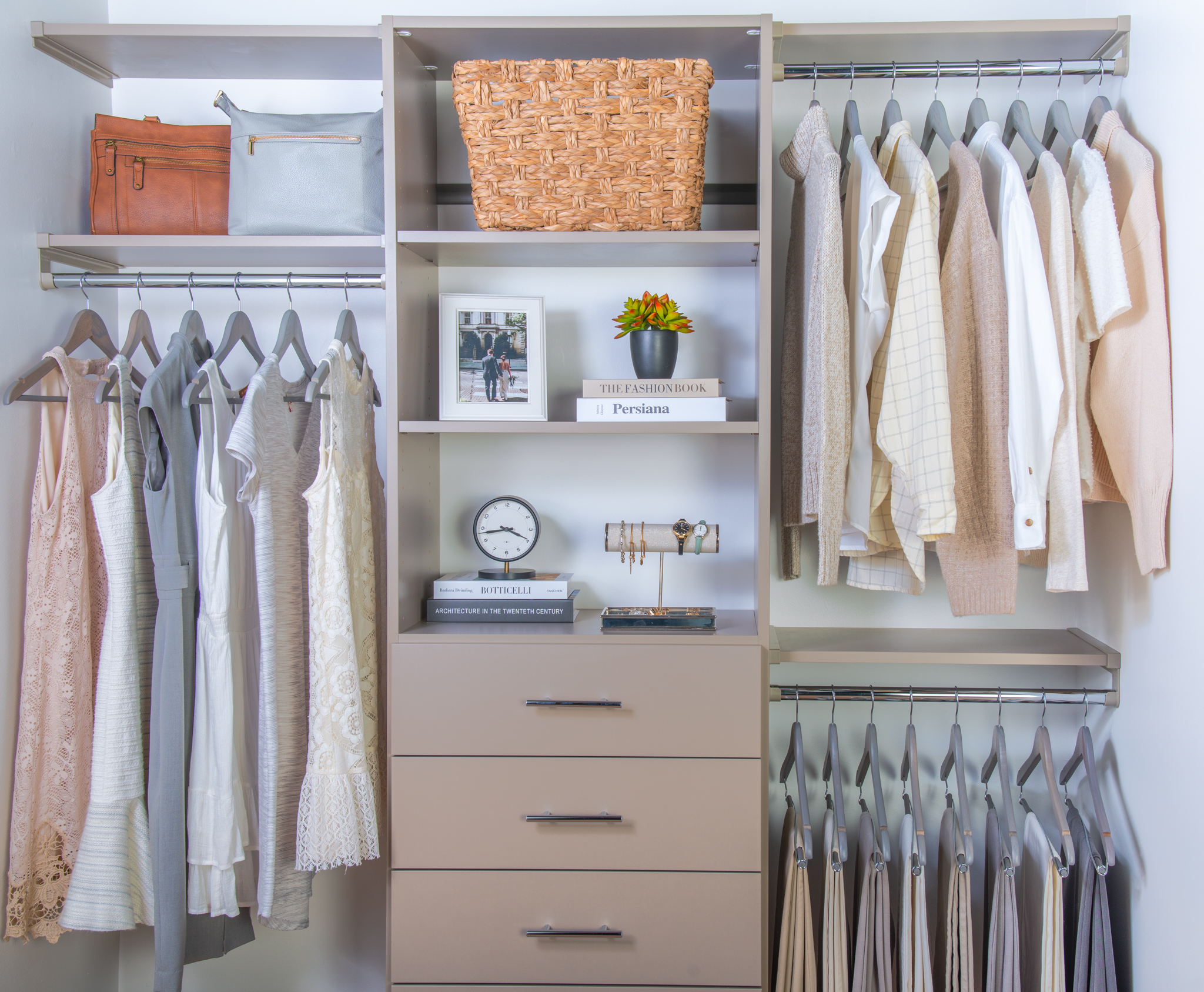 VUE reach in closet in Century Gray with Floor Length Tower