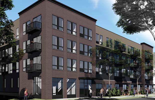 Rendering of four-story building, 32 Girard.