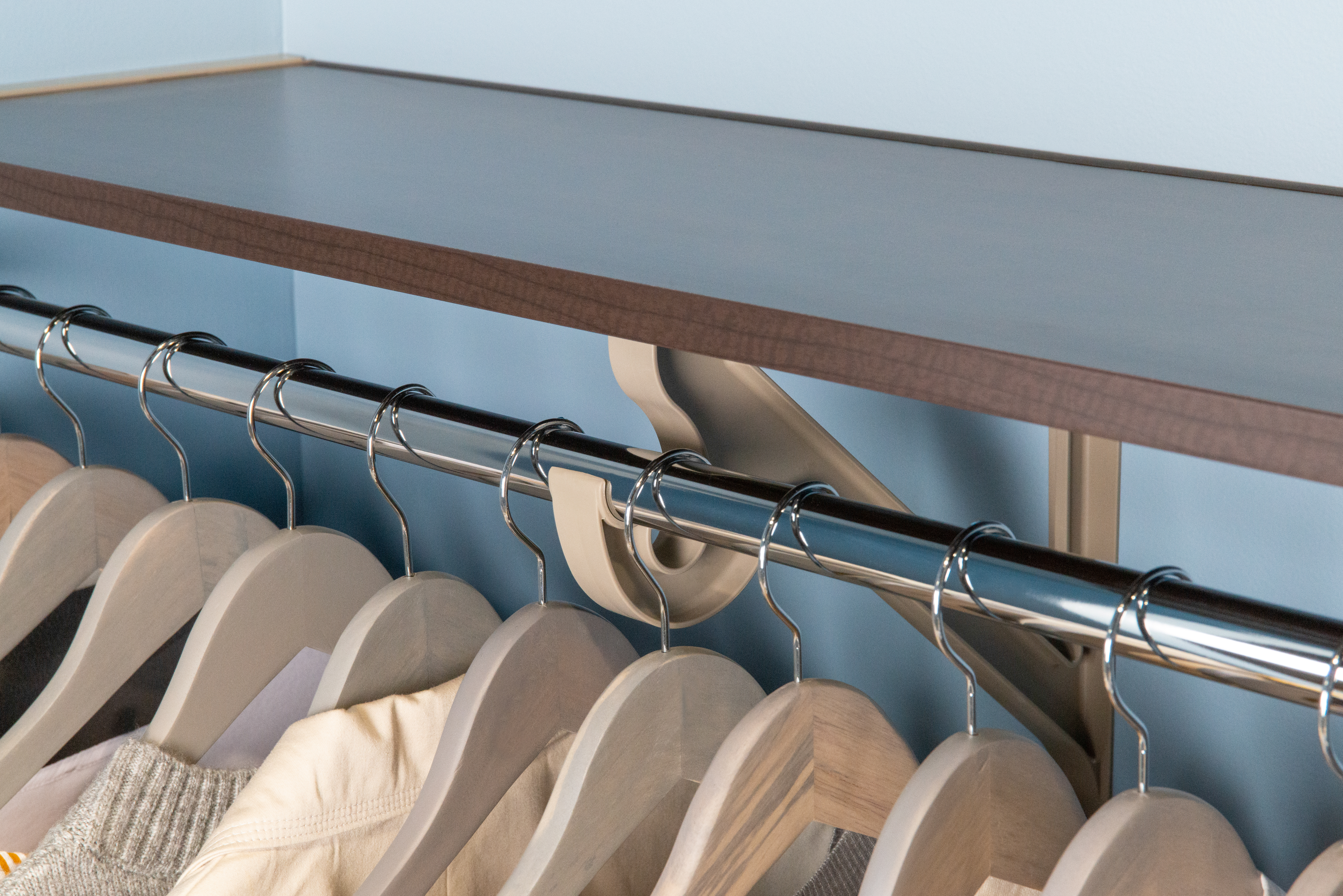 VUE Chocolate Pear Closet close up with Nickle and Chrome.