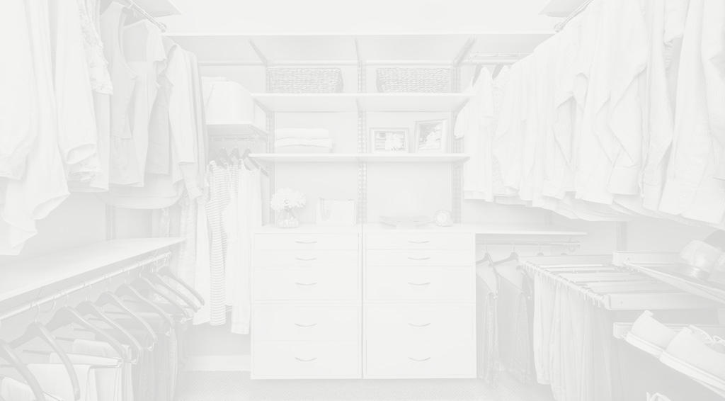 freedomRail walk-in closet with clothes, drawer storage and baskets