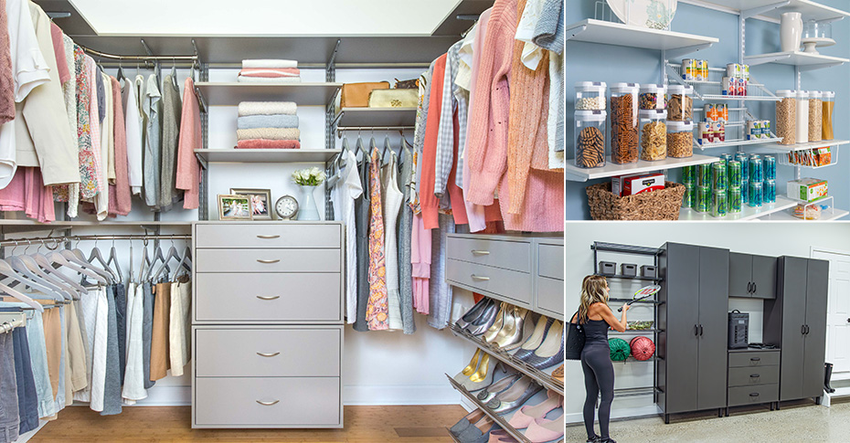 College of three closets. freedomRail product line.