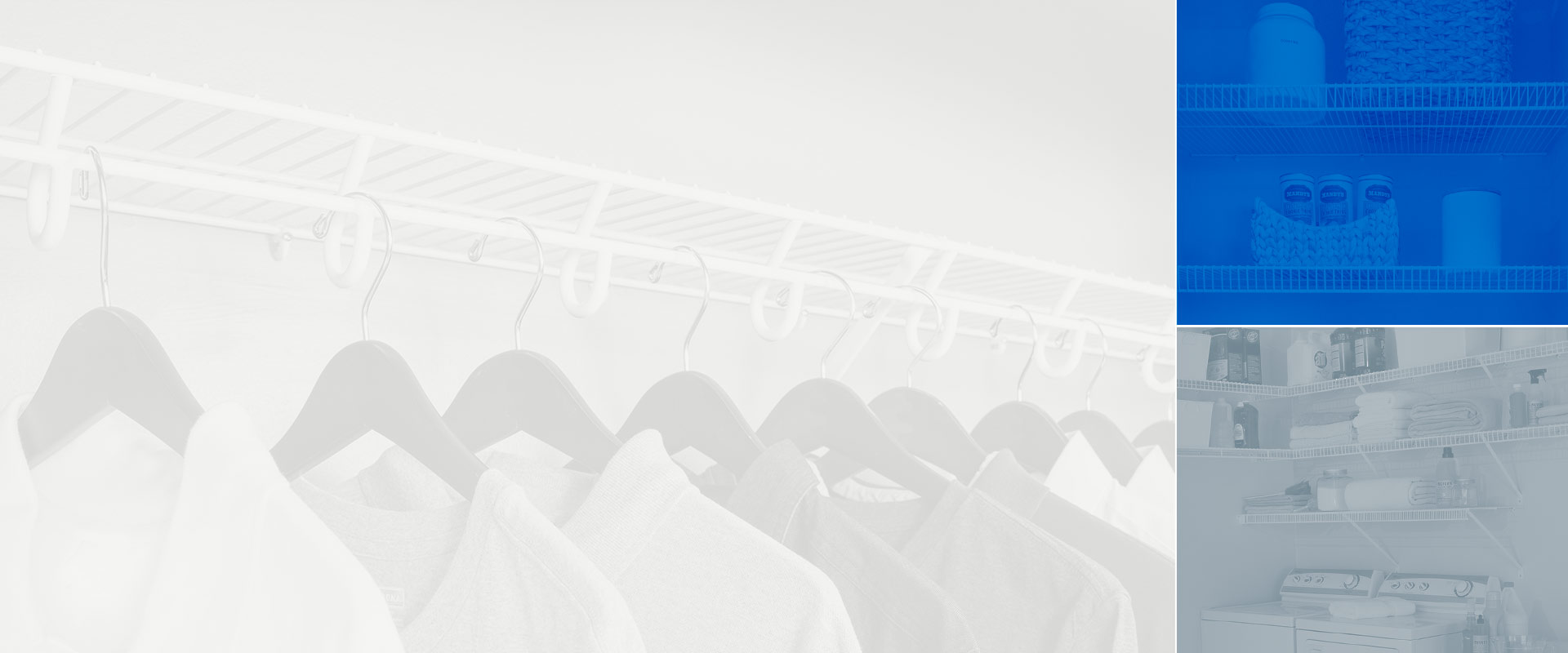 Collage of images of Ventilated Wire with walk-in closet, pantry and laundry
