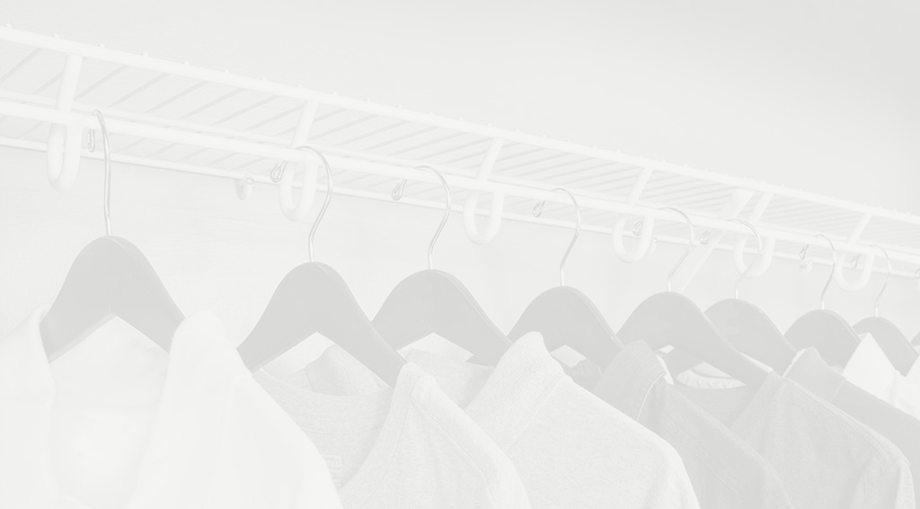 White Ventilated Wire closet with hanging clothes