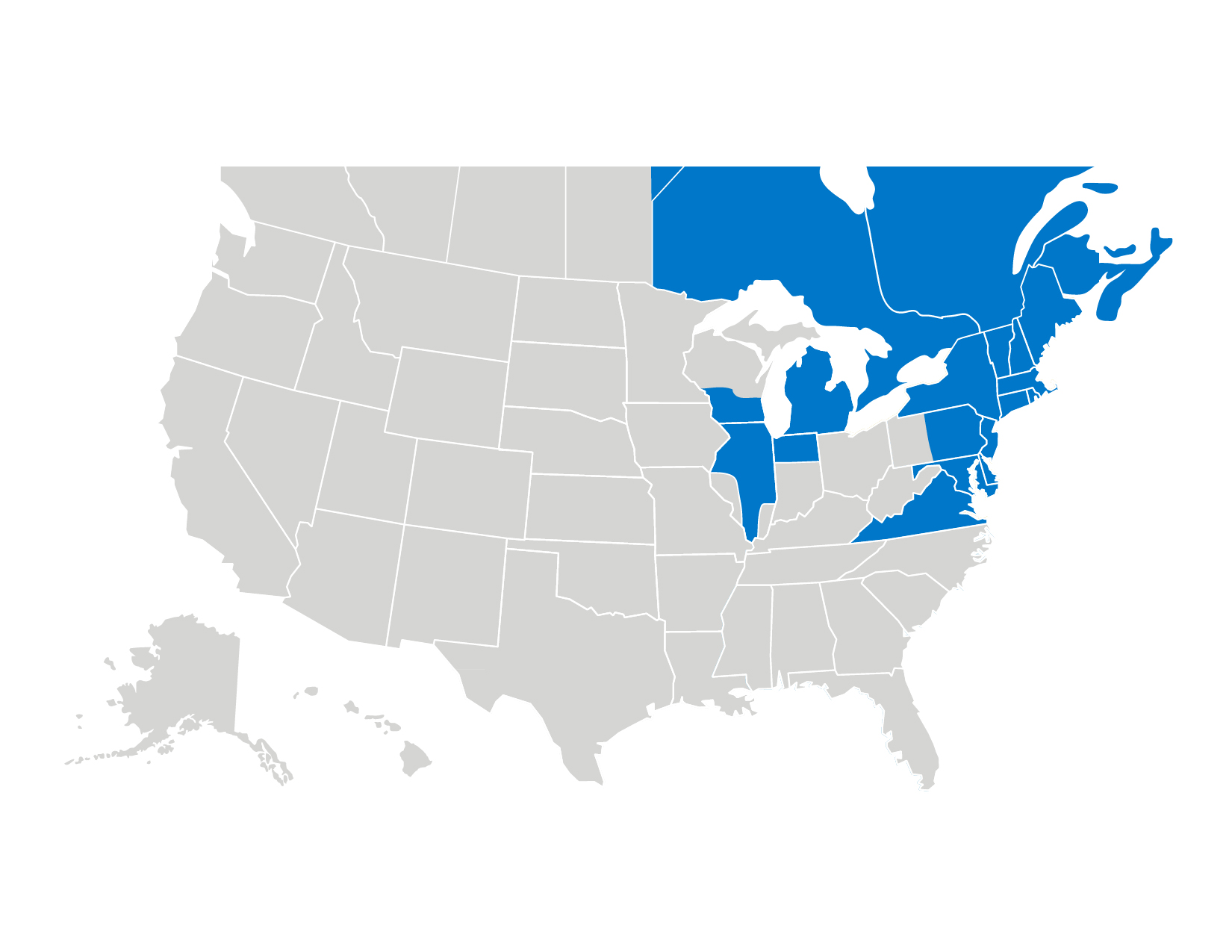 Map of united states and canada